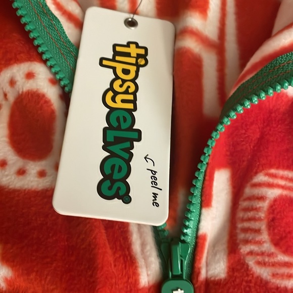 Tipsyelves  men’s HO HO HO jumpsuit pajama with hood size Large - Picture 4 of 8